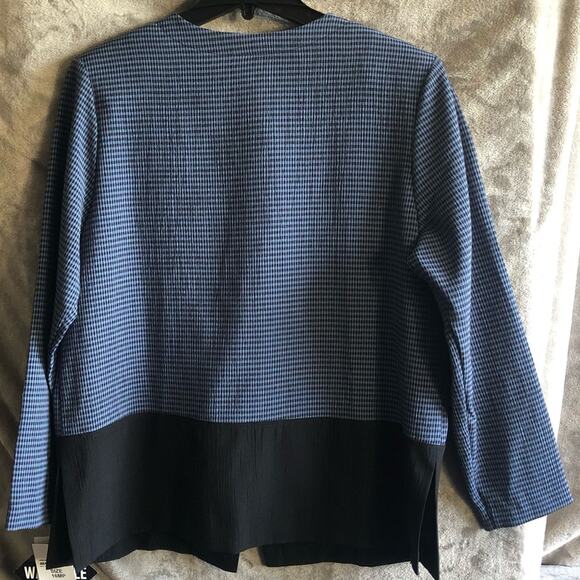 Vintage Darian Petites Blue Black Plaid Tunic Button Up Blouse Size 16P NWT - Picture 8 of 10